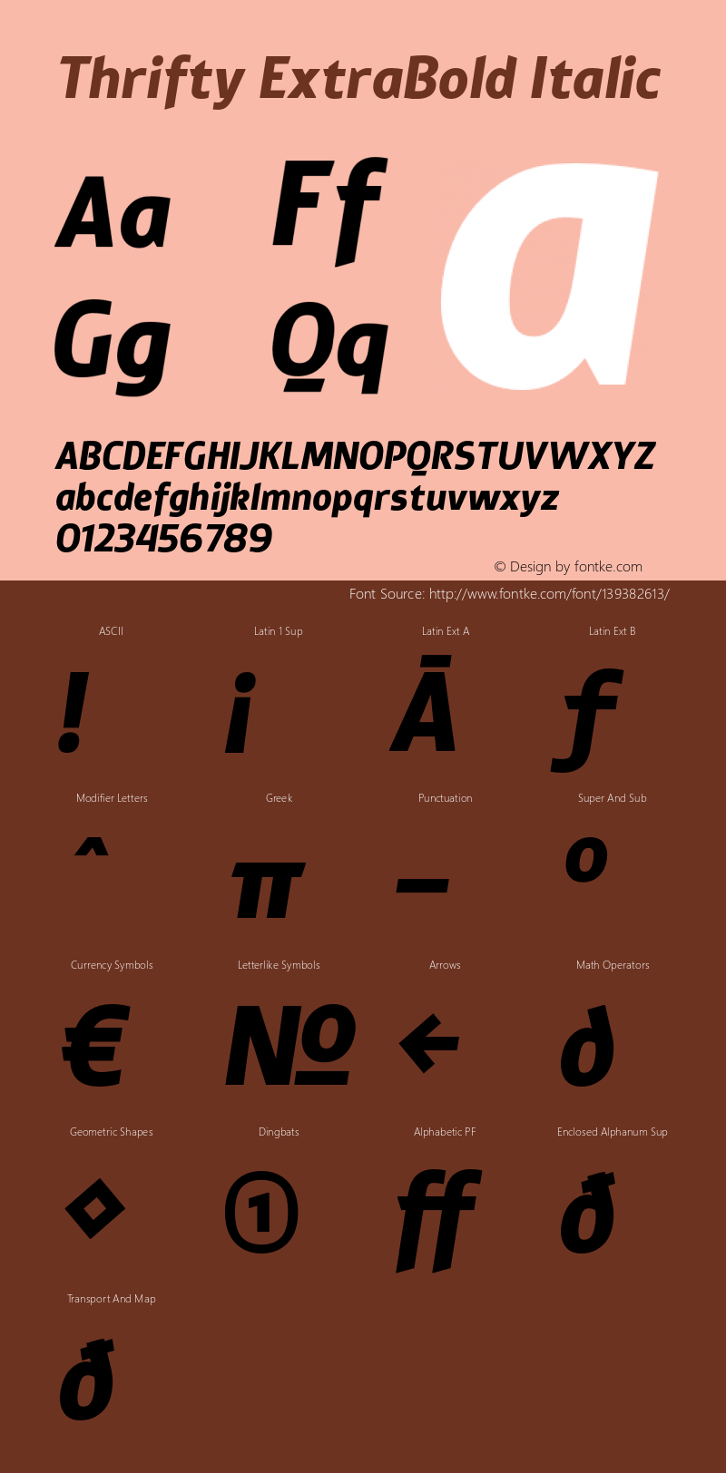 Thrifty-ExtraBoldItalic Version 1.000 Font Sample