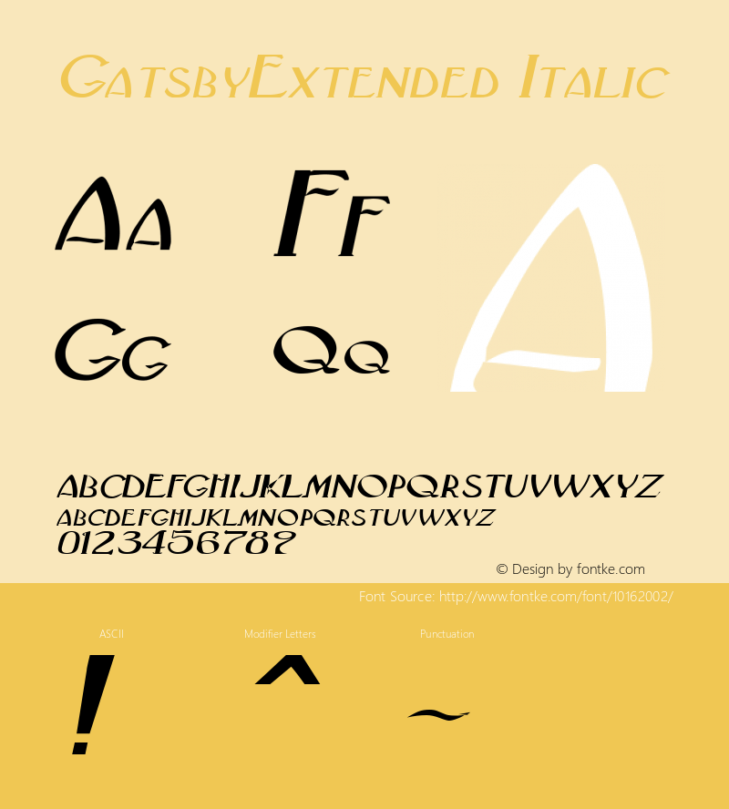 GatsbyExtended Italic Rev. 003.000 Font Sample