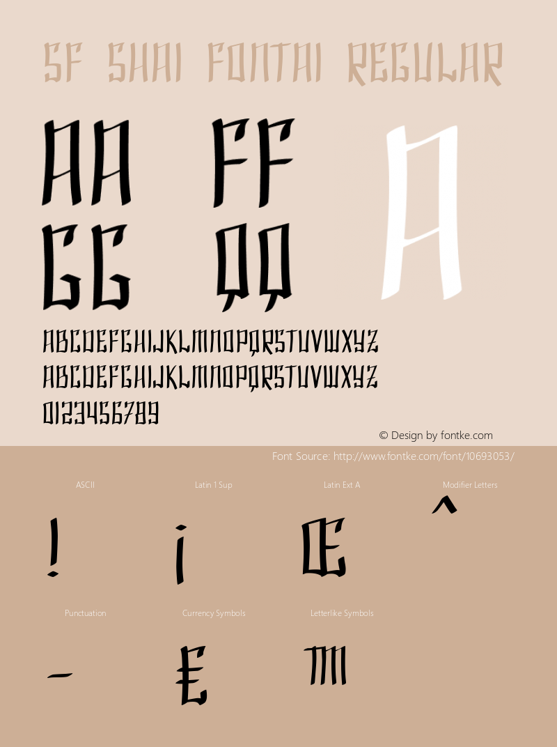 SF Shai Fontai Regular ver 1.0; 2000. Font Sample