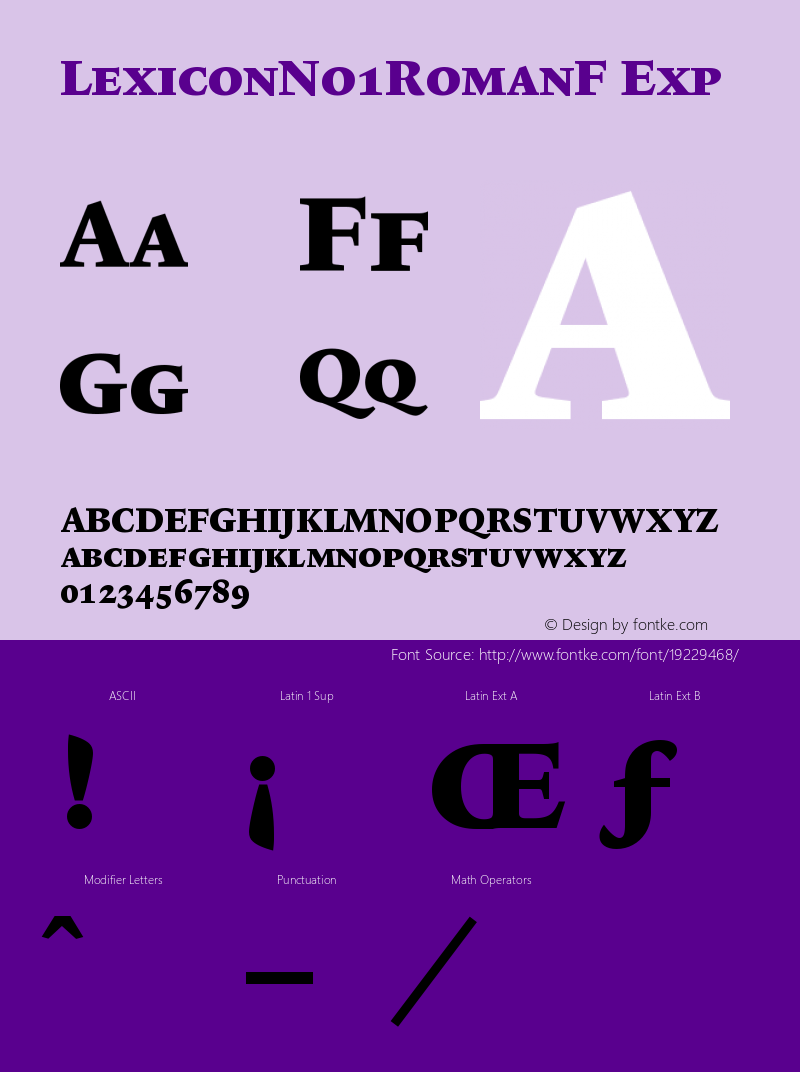 LexiconNo1RomanF-Exp Version 001.000 Font Sample