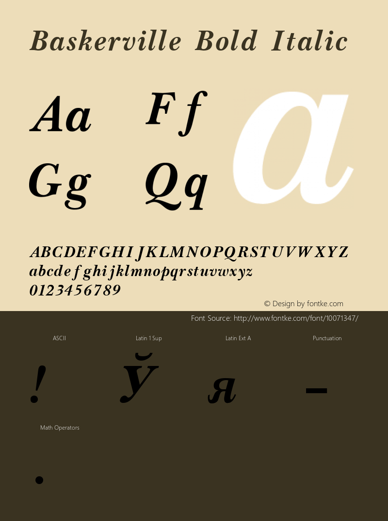 Baskerville Bold Italic 1.0 Fri May 28 16:45:00 1993 Font Sample