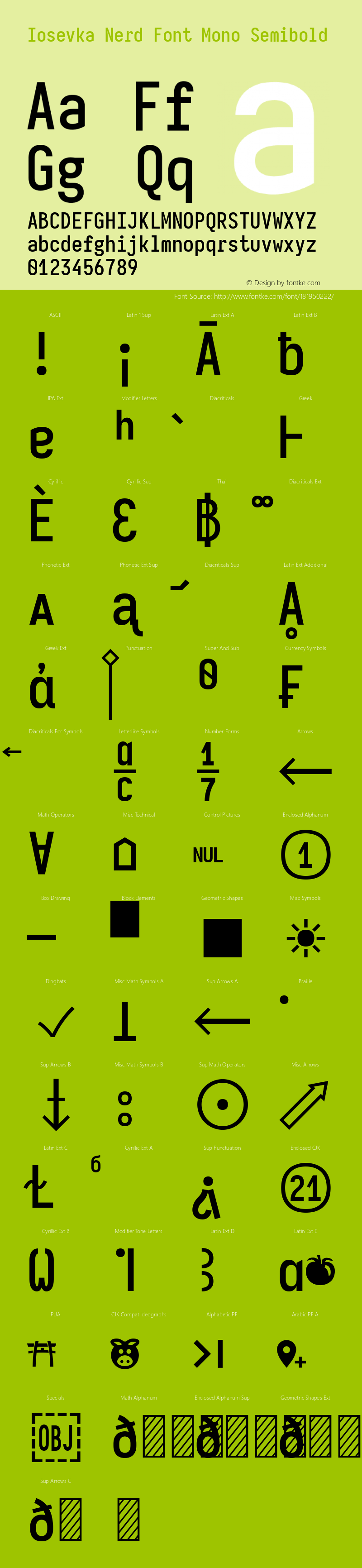 Iosevka Mayukai Codepro Semibold Nerd Font Complete Mono Version 10.3.4; ttfautohint (v1.8.4)图片样张