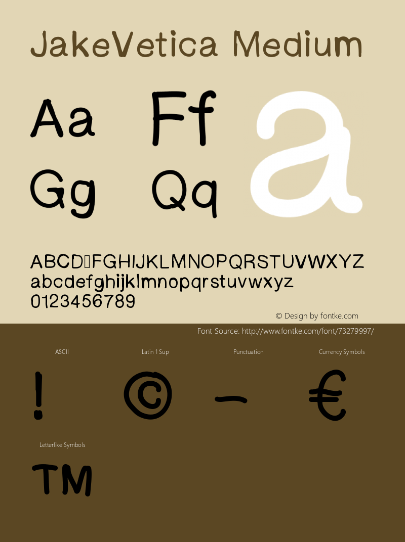 JakeVetica Version 001.000 Font Sample