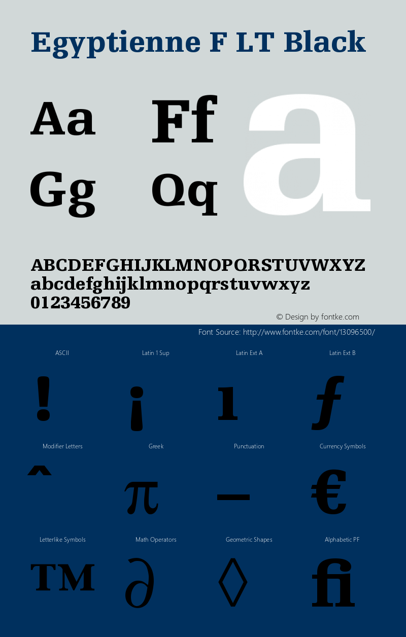 Egyptienne F LT Black Version 006.000 Font Sample