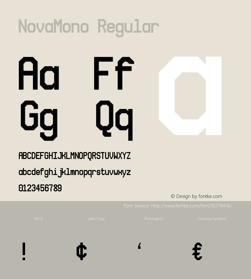 NovaMono Regular Version 1.0 Font Sample