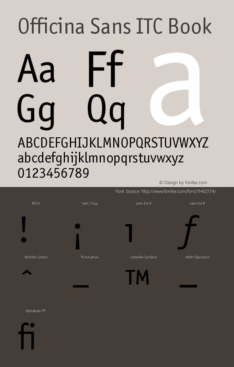 Officina Sans ITC Book Version 001.005 Font Sample