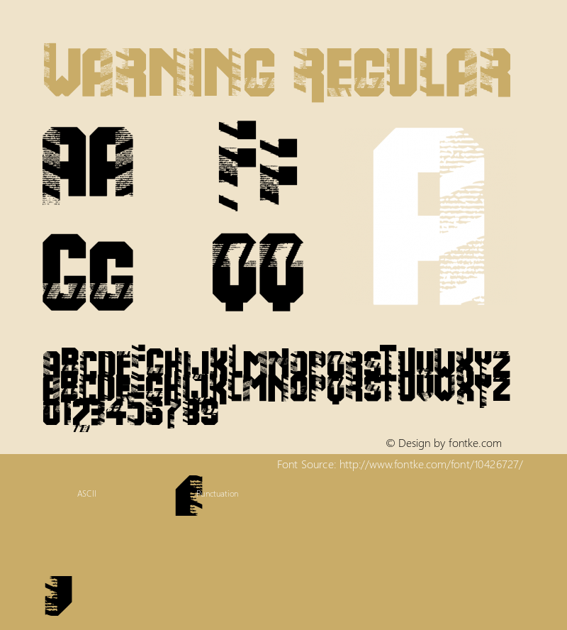 Warning Regular Version 1.00 Font Sample