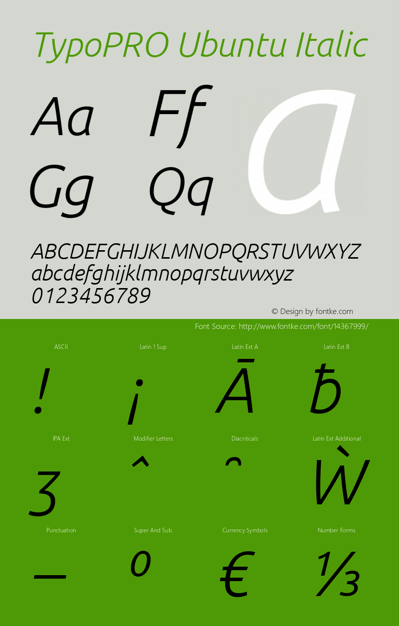 TypoPRO Ubuntu Italic Version 0.80 Font Sample