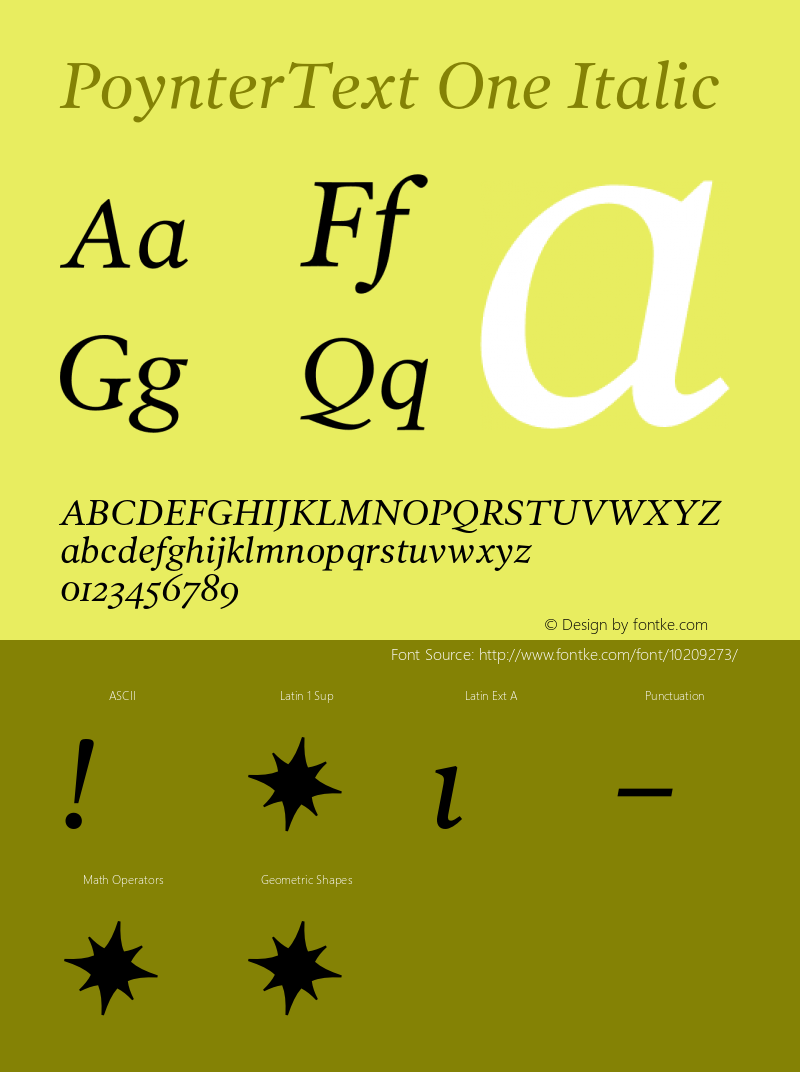 PoynterText One Italic 001.000 Font Sample