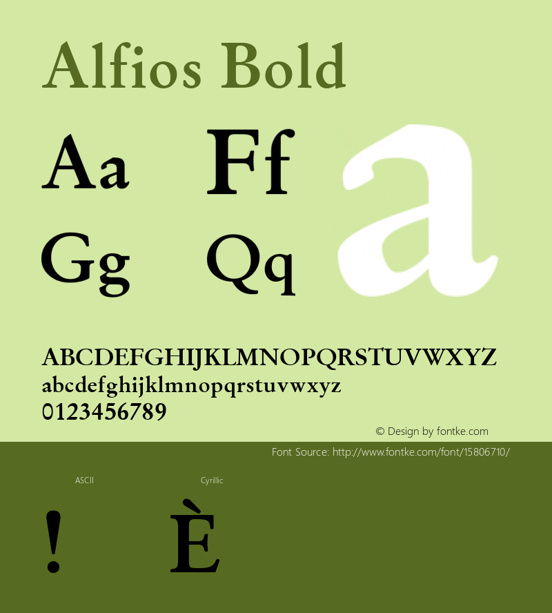 Alfios Bold Version 1.01; ttfautohint (v1.4.1) Font Sample