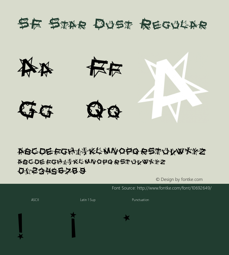 SF Star Dust Regular ver 1.0; 1999. Font Sample