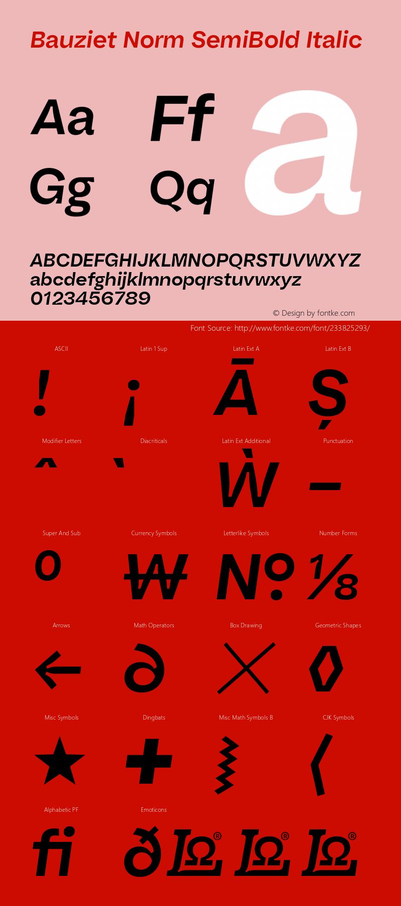 Bauziet Norm SemiBold Italic Version 1.000;hotconv 1.0.109;makeotfexe 2.5.65596图片样张