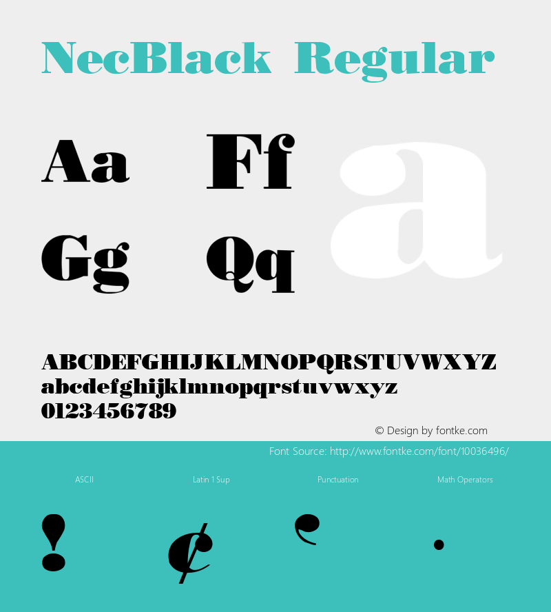 NecBlack Regular Unknown Font Sample