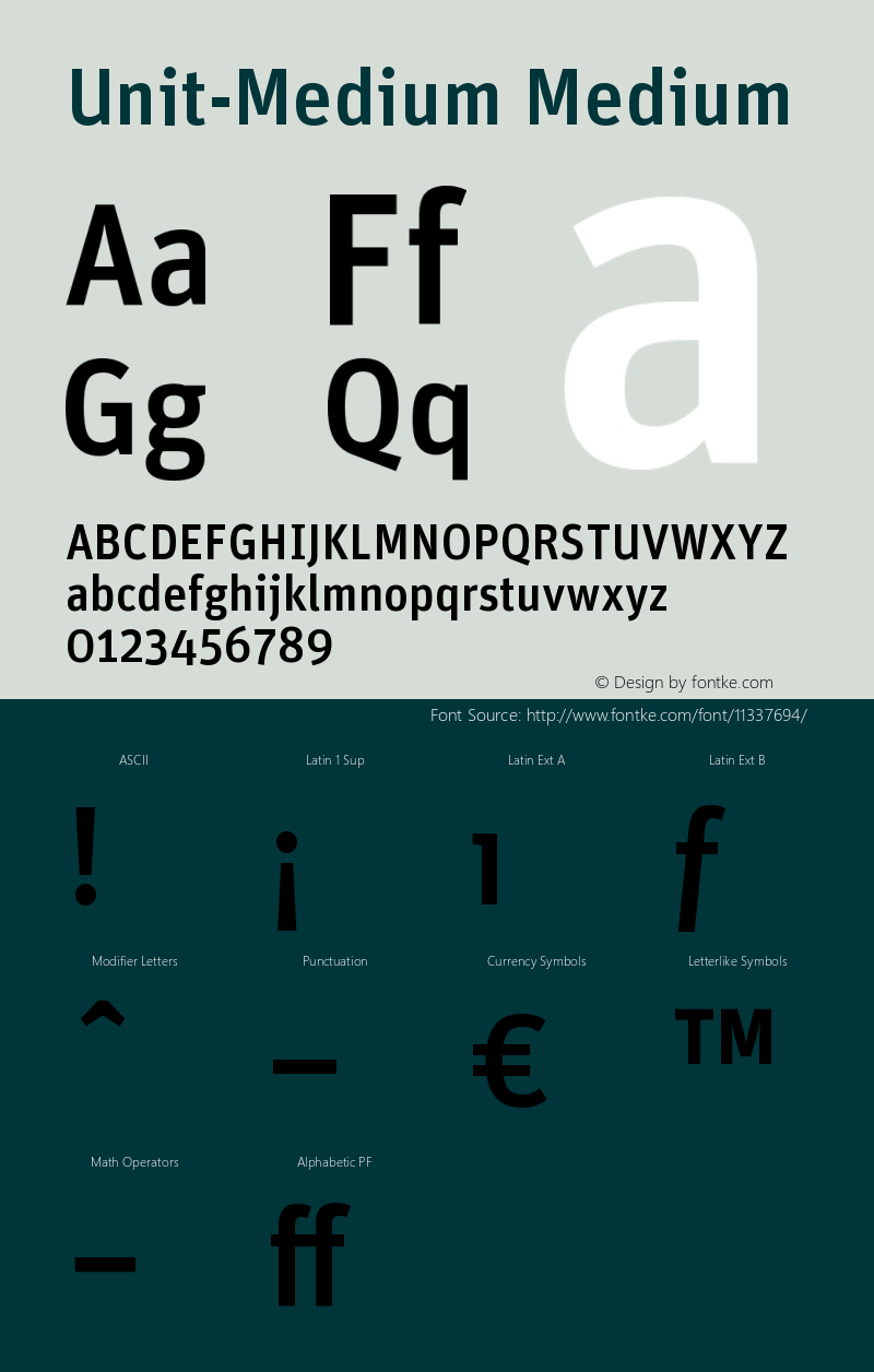 Unit-Medium Medium Version 4.452 Font Sample