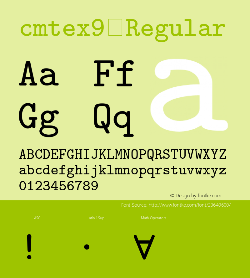 cmtex9 0.0 Font Sample