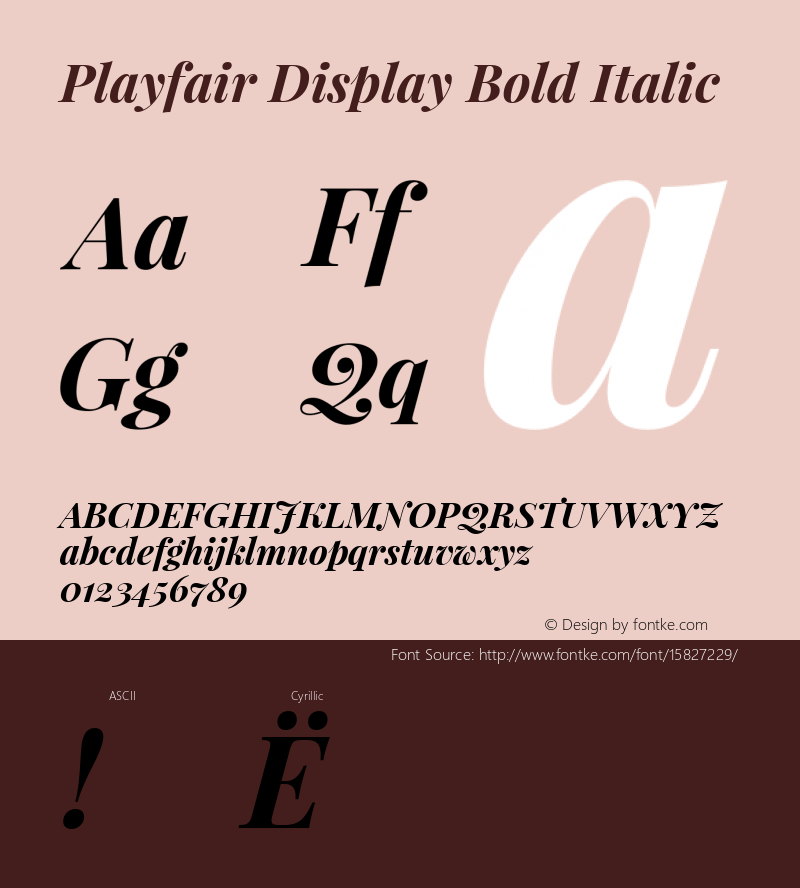 Playfair Display Bold Italic Version 1.004;PS 001.004;hotconv 1.0.70;makeotf.lib2.5.58329; ttfautohint (v1.4.1) Font Sample