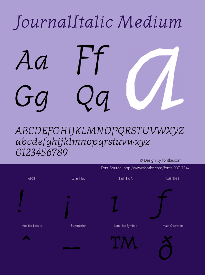 JournalItalic Medium 001.000 Font Sample