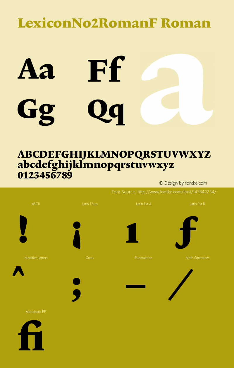 LexiconNo2RomanF-Tab Version 001.000 Font Sample