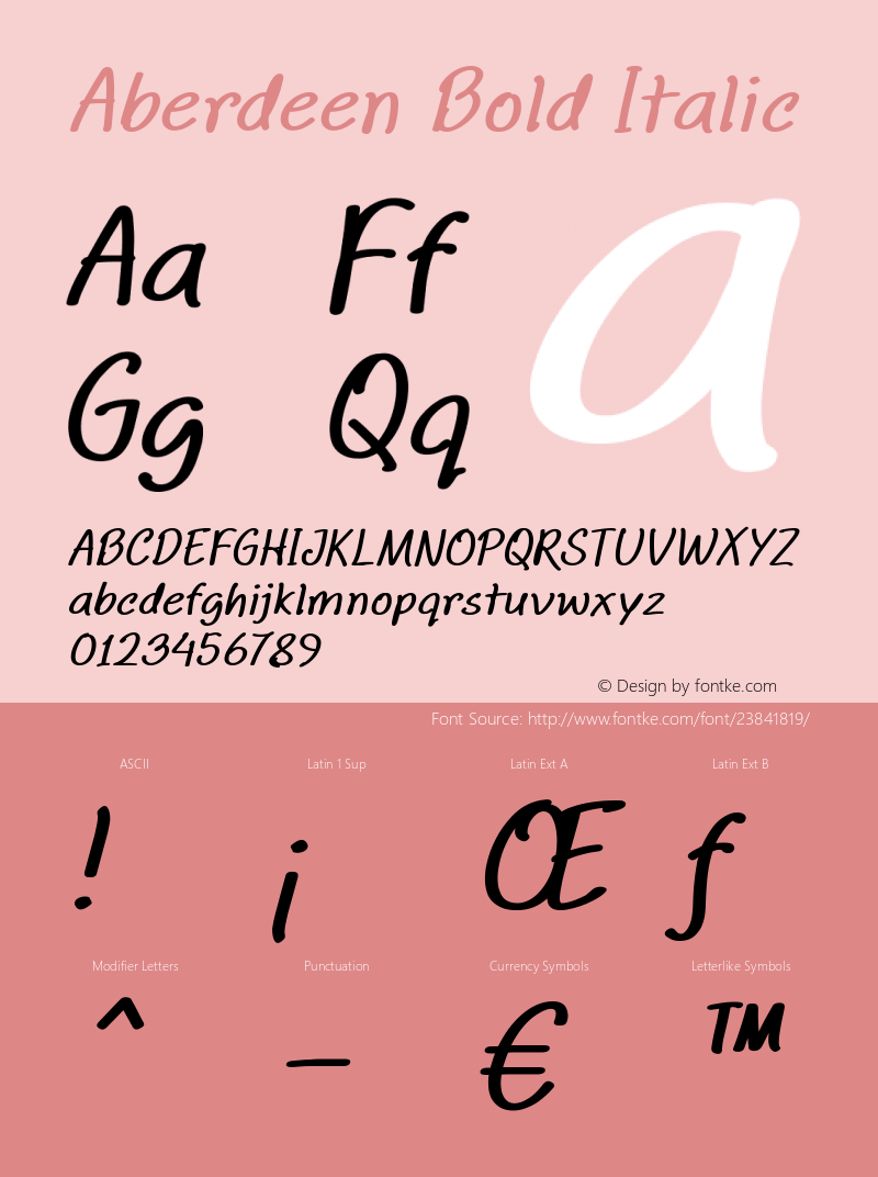 Aberdeen Bold Italic Version 1.00 September 7, 2017, initial release Font Sample