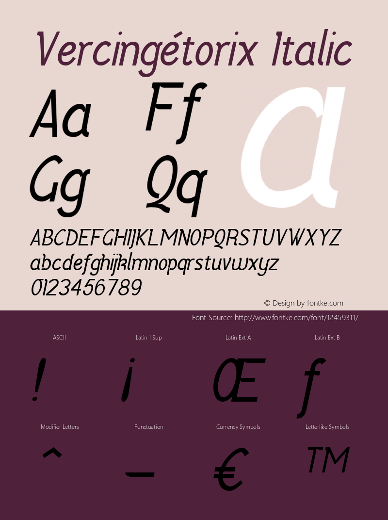 Vercingétorix Italic Version 1.000 Font Sample