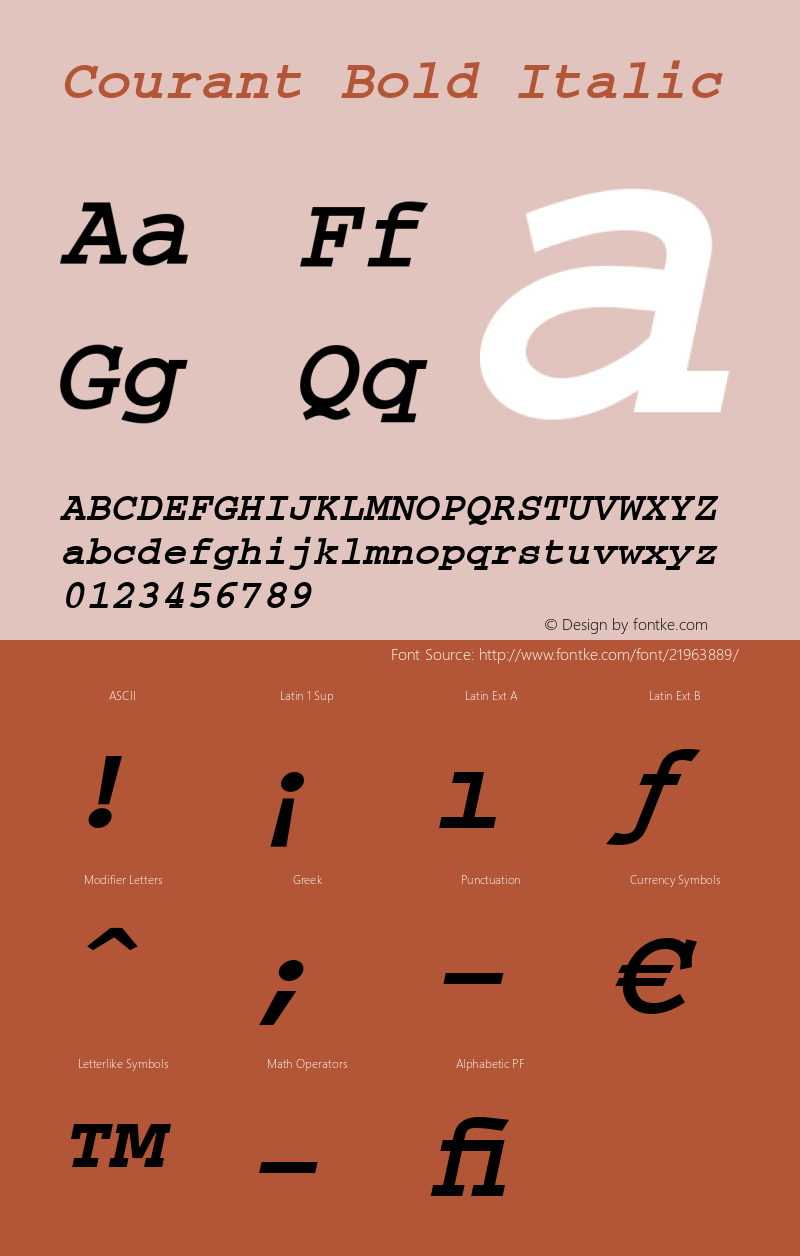 Courant Bold Italic 001.31 Font Sample