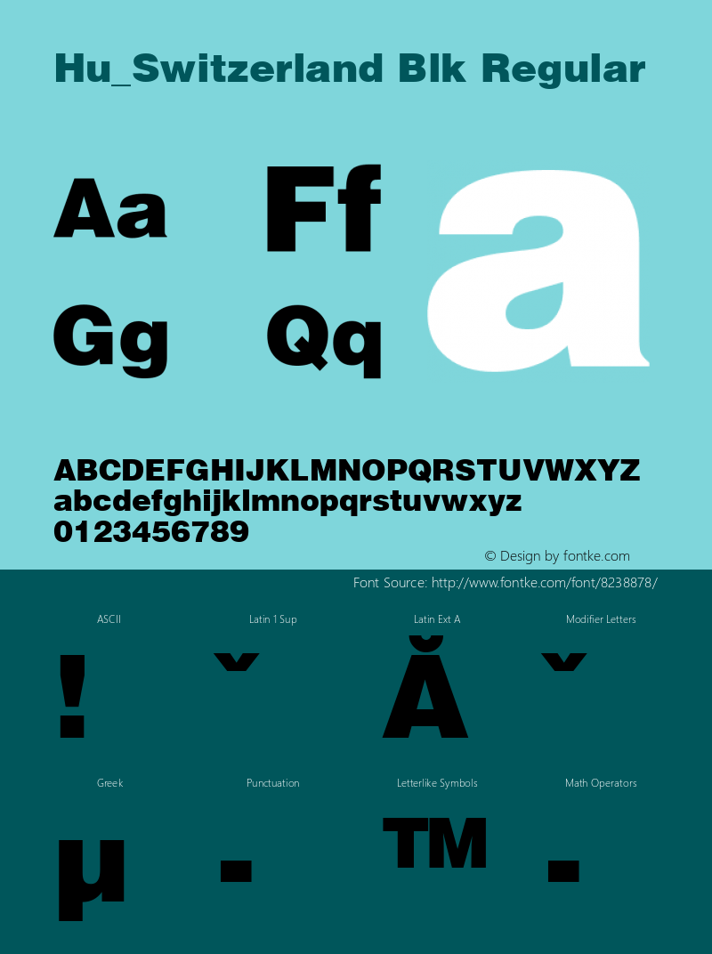 Hu_Switzerland Blk Regular 1.0, Rev. 1.65  1997.06.02 Font Sample