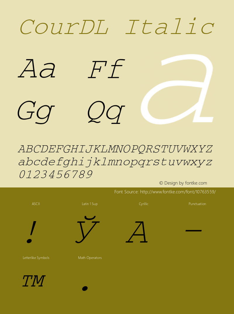 CourDL Italic Version 1.0 Font Sample