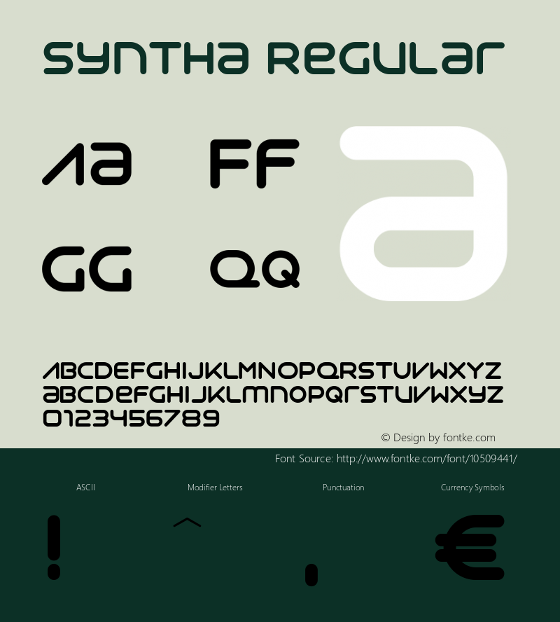 Syntha Regular Version 1.000 2011 initial release Font Sample