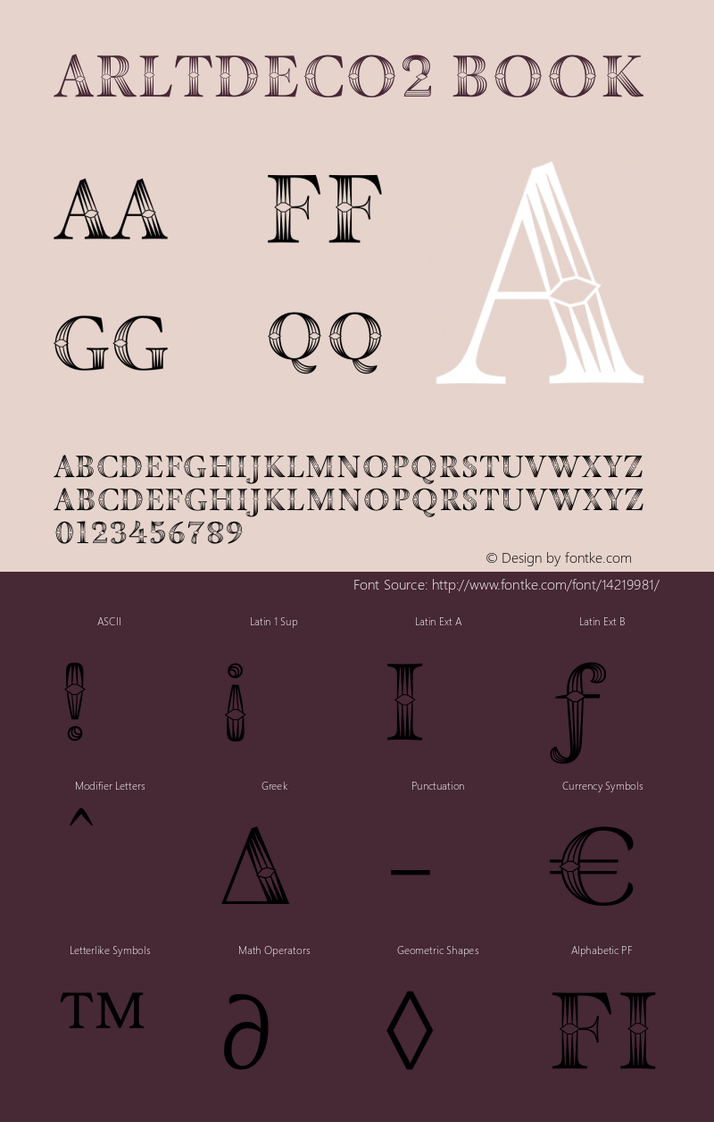 ArltDeco2 Book Version 001.000;com.myfonts. Font Sample