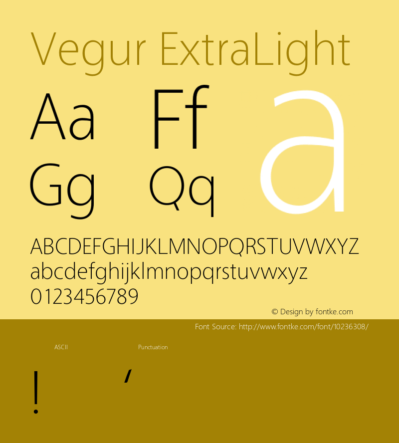 Vegur ExtraLight 0.500 Font Sample