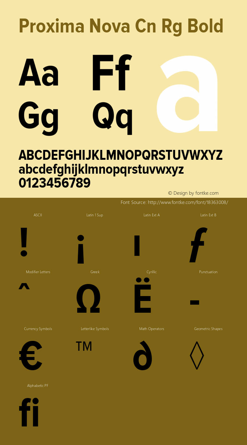 Proxima Nova Cn Rg Bold Version 2.003 Font Sample