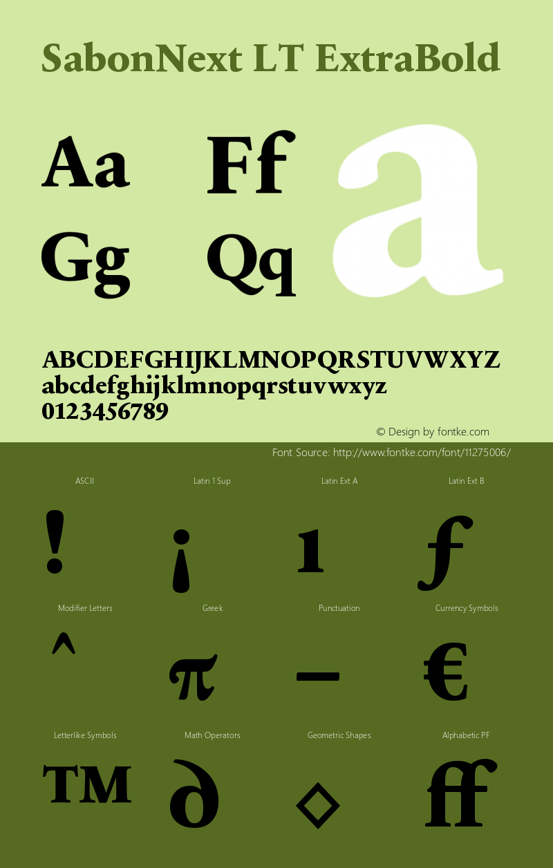 SabonNext LT ExtraBold Version 001.000 Font Sample