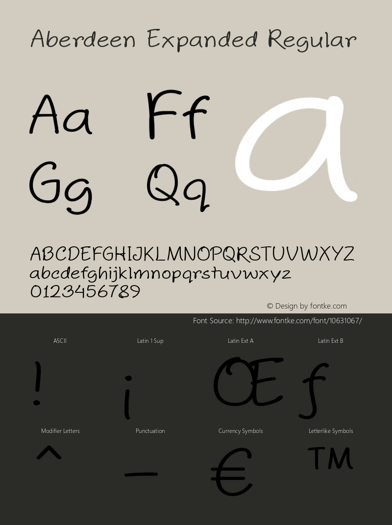 Aberdeen Expanded Regular Version 1.00 October 26, 2014, initial release Font Sample