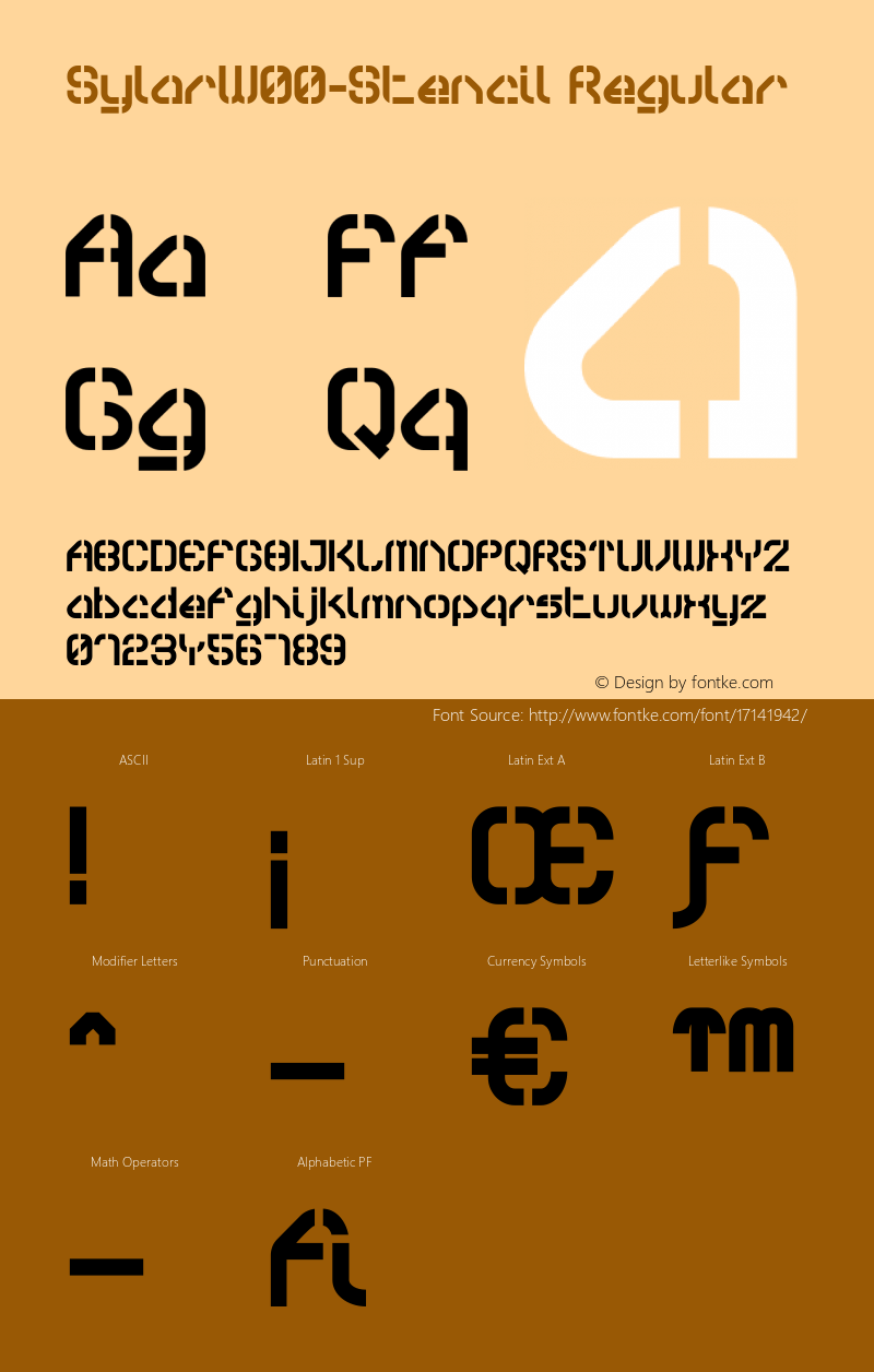 SylarW00-Stencil Regular Version 1.00 Font Sample