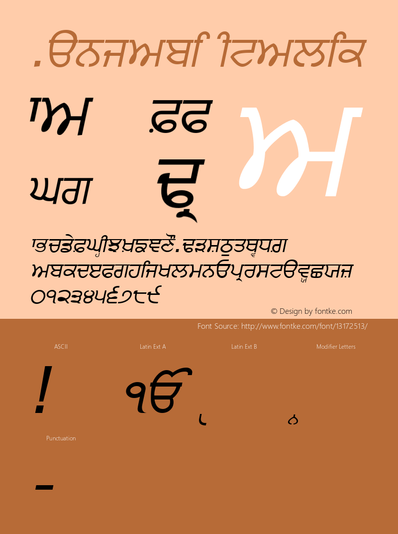 Punjabi Italic Macromedia Fontographer 4.1 8/24/96 Font Sample