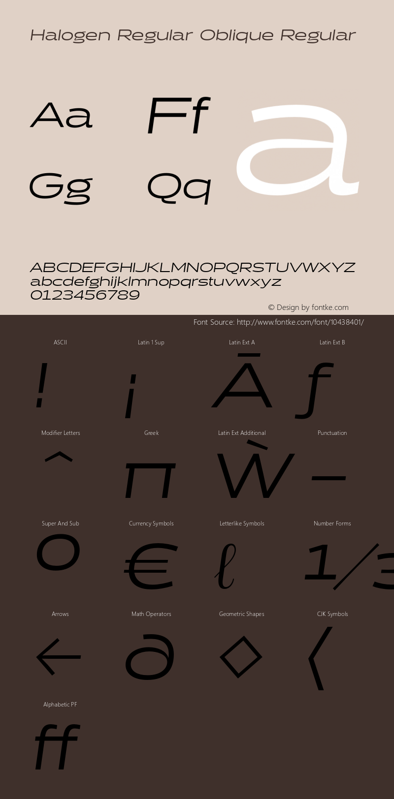 Halogen Regular Oblique Regular Version 1.000 Font Sample