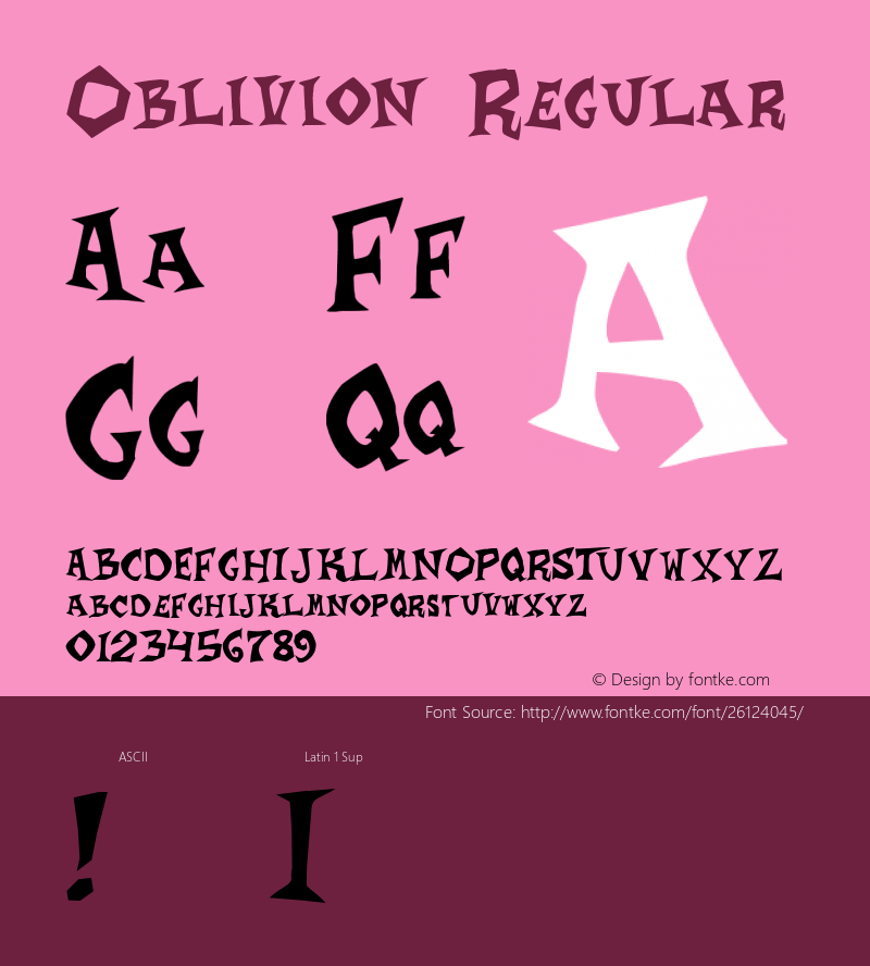 Oblivion  Font Sample