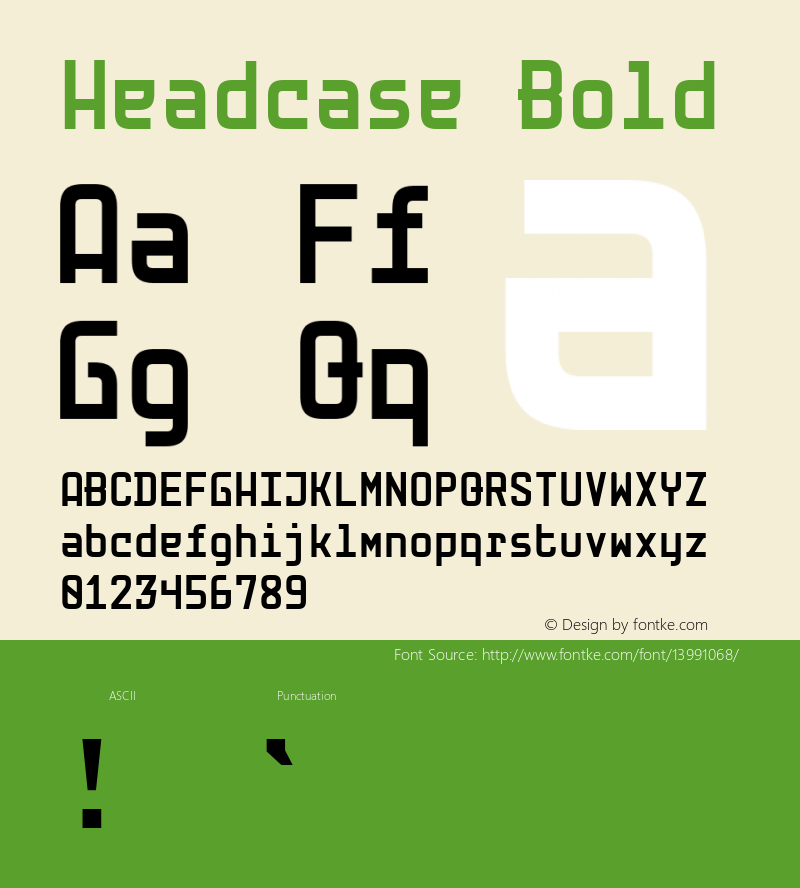 Headcase Bold Version 1.000 Font Sample