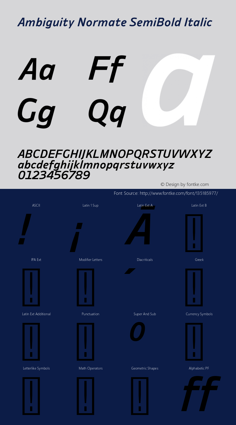 Ambiguity Normate SemiBold It Version 1.00, build 10, s3 Font Sample