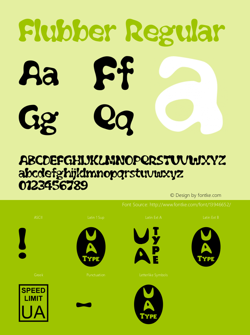 Flubber Regular Version 1.0 8/14/97 Font Sample