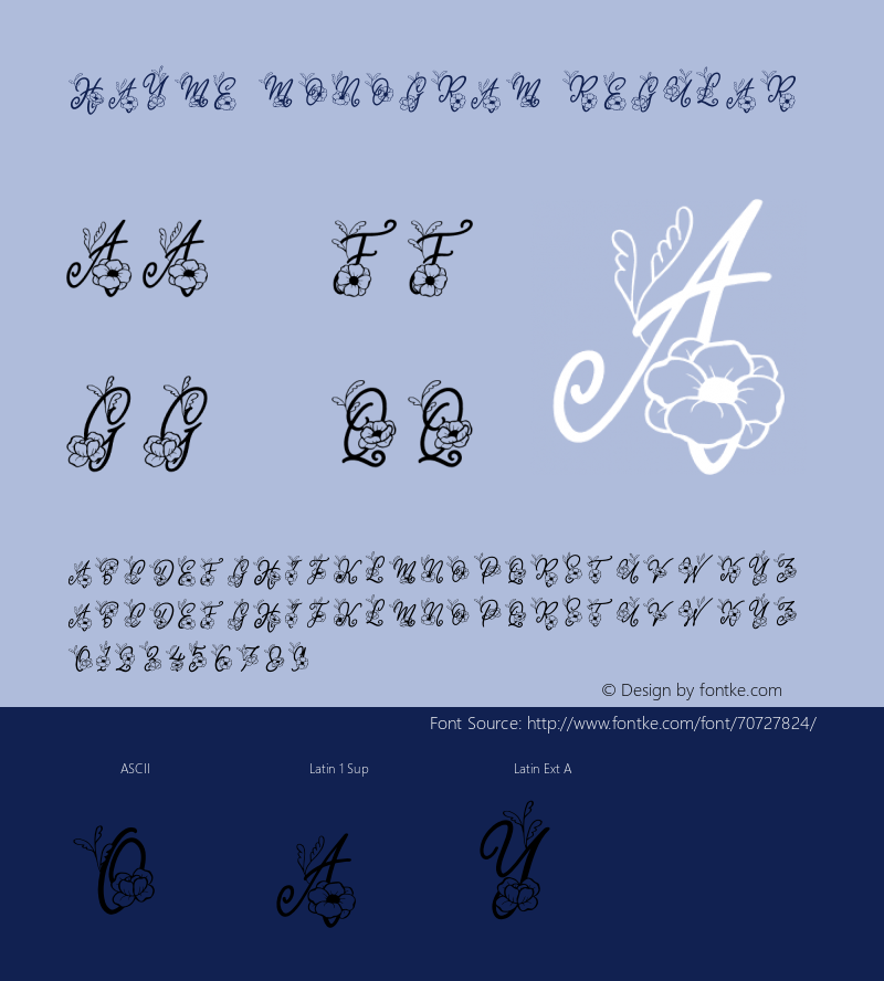 Hayme Monogram Version 1.00;June 21, 2020;FontCreator 12.0.0.2567 32-bit Font Sample