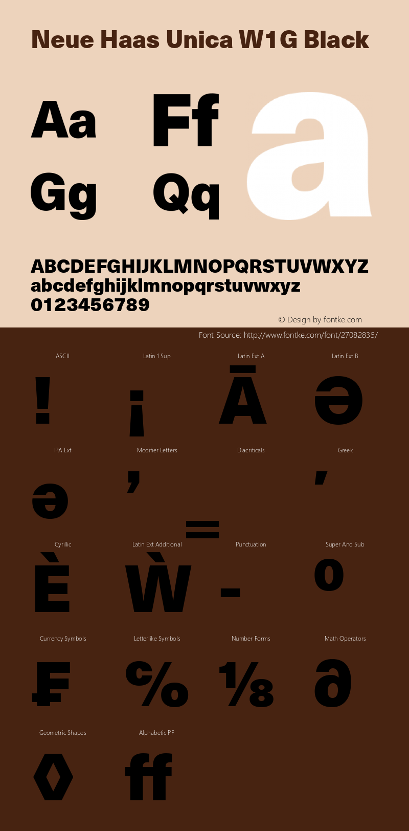 Neue Haas Unica W1G Black Version 1.00 Font Sample