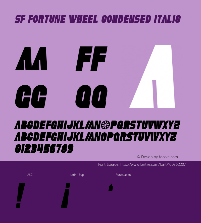 SF Fortune Wheel Condensed Italic 1.0 Font Sample