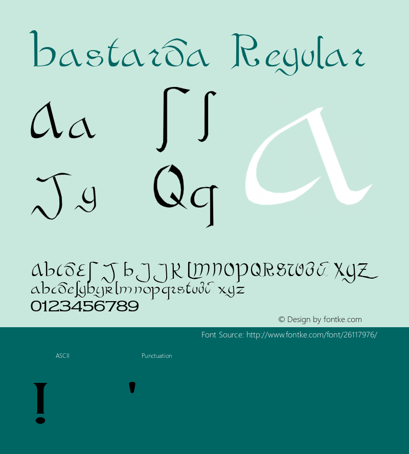 Bastarda Altsys Fontographer 4.0.3 7/16/98 Font Sample