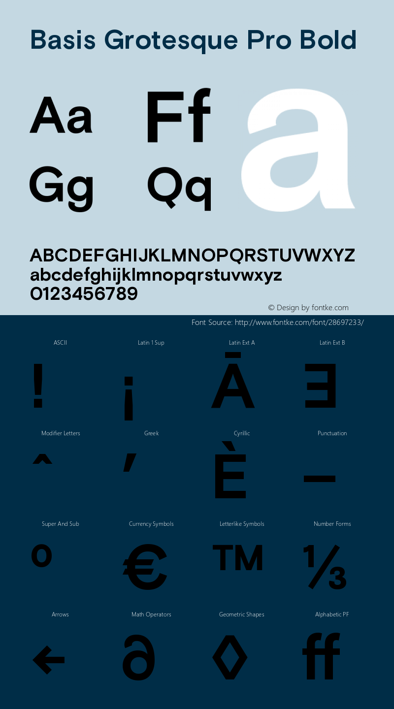 Basis Grotesque Pro Bold Version 1.000 Font Sample