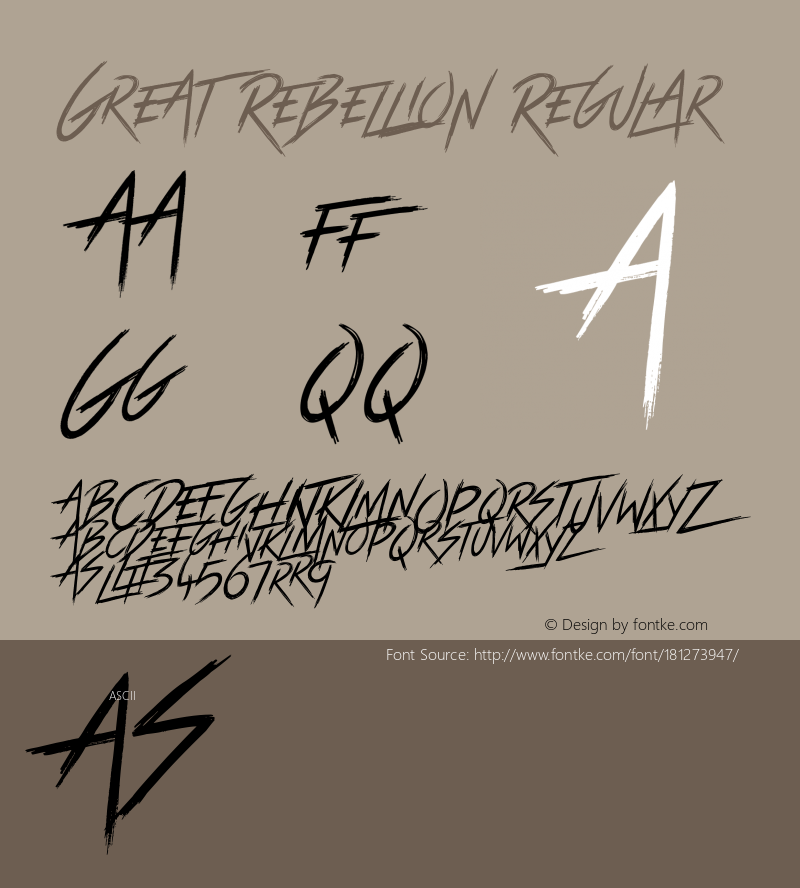 Great Rebellion Version 1.00;October 16, 2021;FontCreator 12.0.0.2555 64-bit图片样张