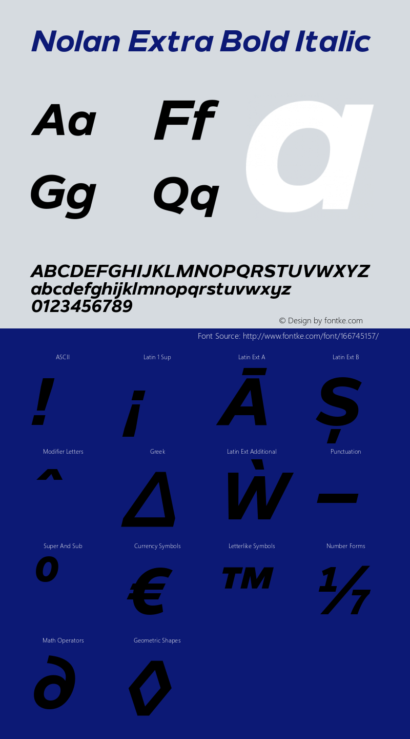 Nolan Extra Bold Italic 1.003 Font Sample