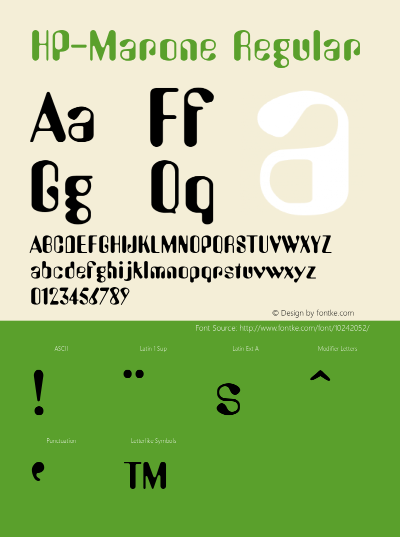 HP-Marone Regular 2 Font Sample