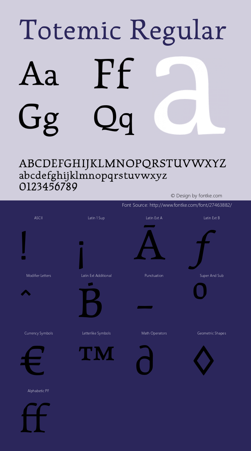 Totemic Version 1.000 Font Sample