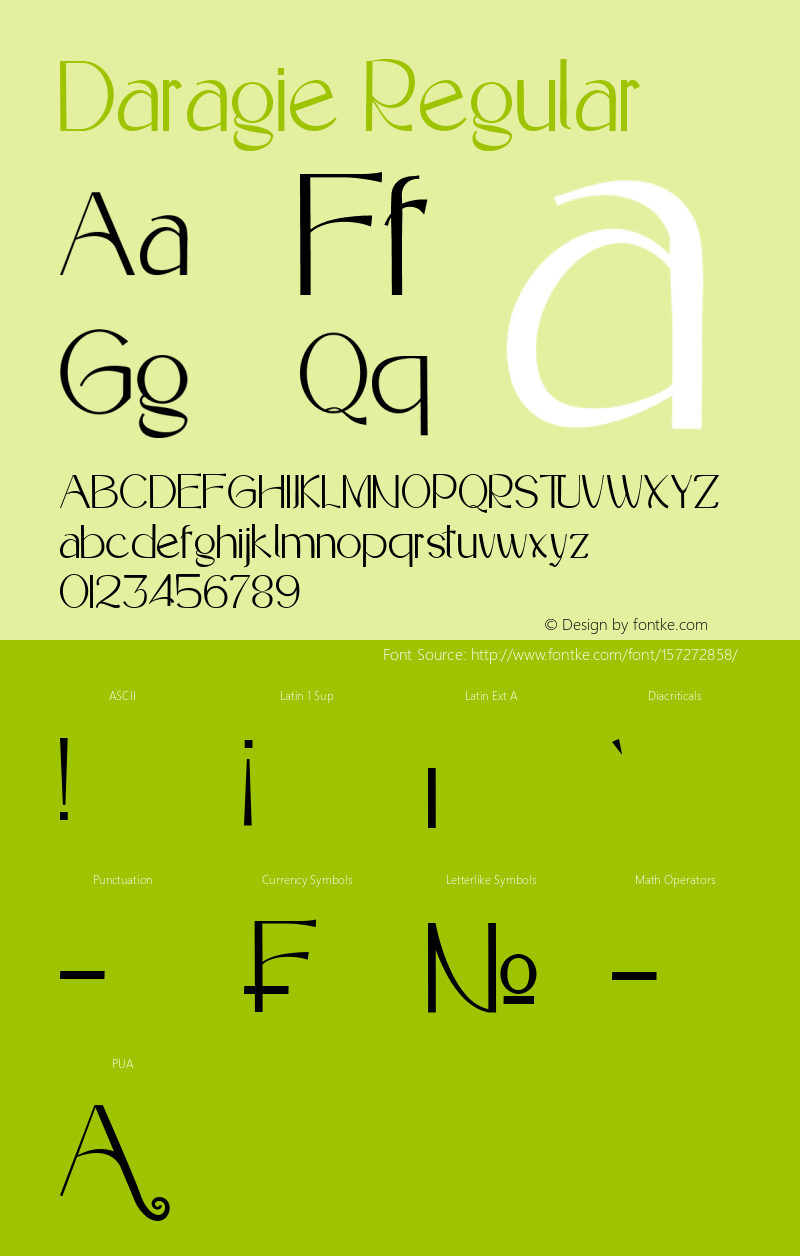 Daragie Version 1.00;April 6, 2021;FontCreator 12.0.0.2547 64-bit Font Sample